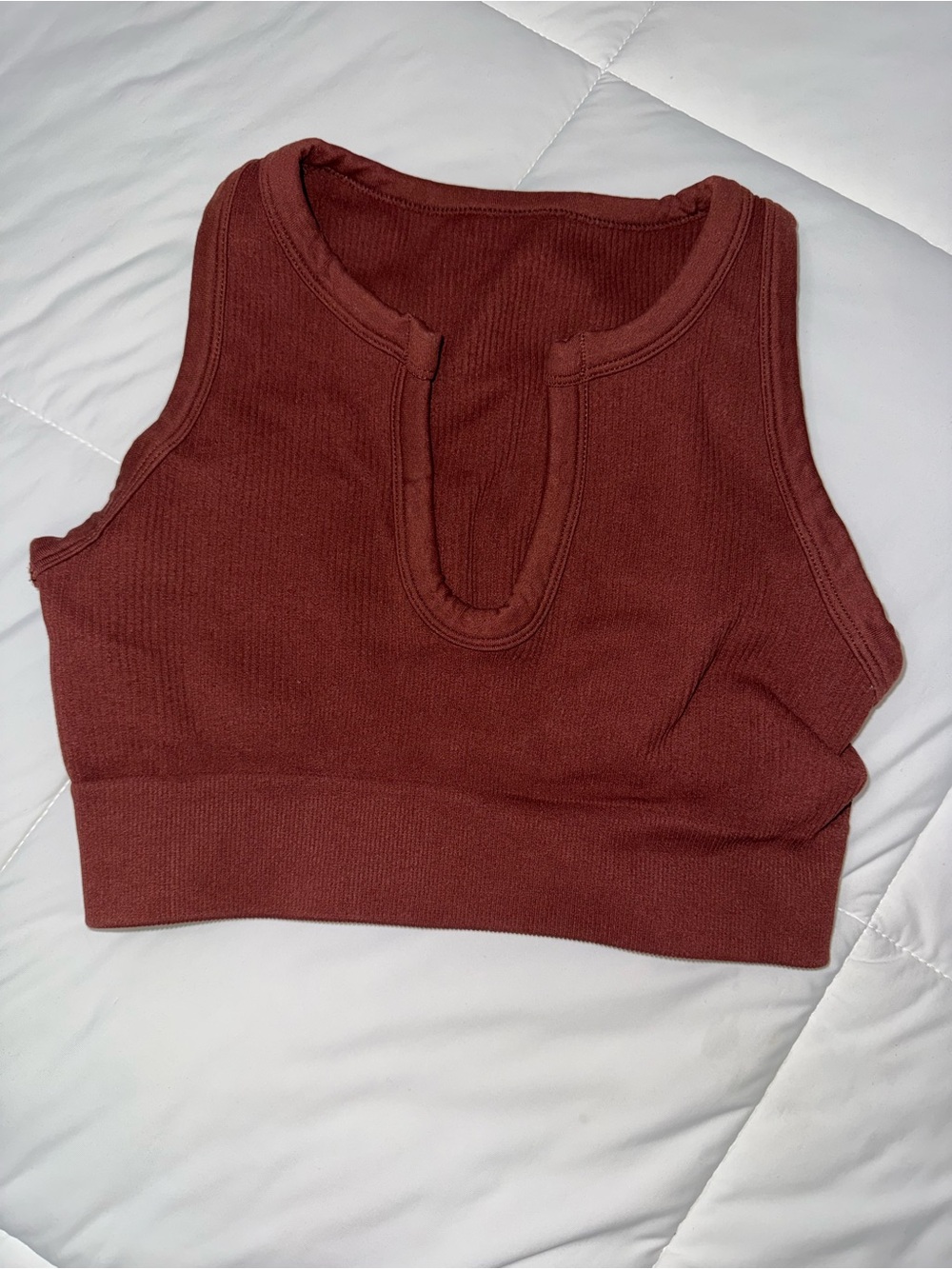 Women's Ribbed Tank Crop Top - Burnt Rust